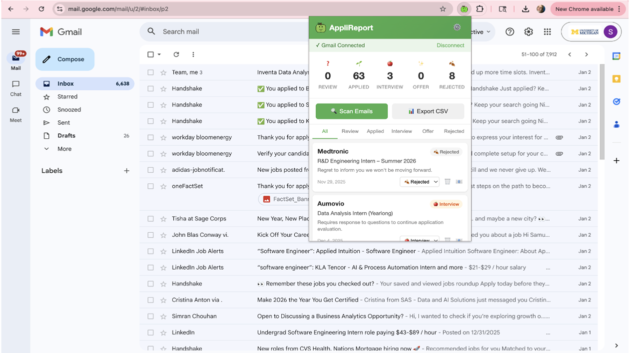 AppliReport Extension Screenshot